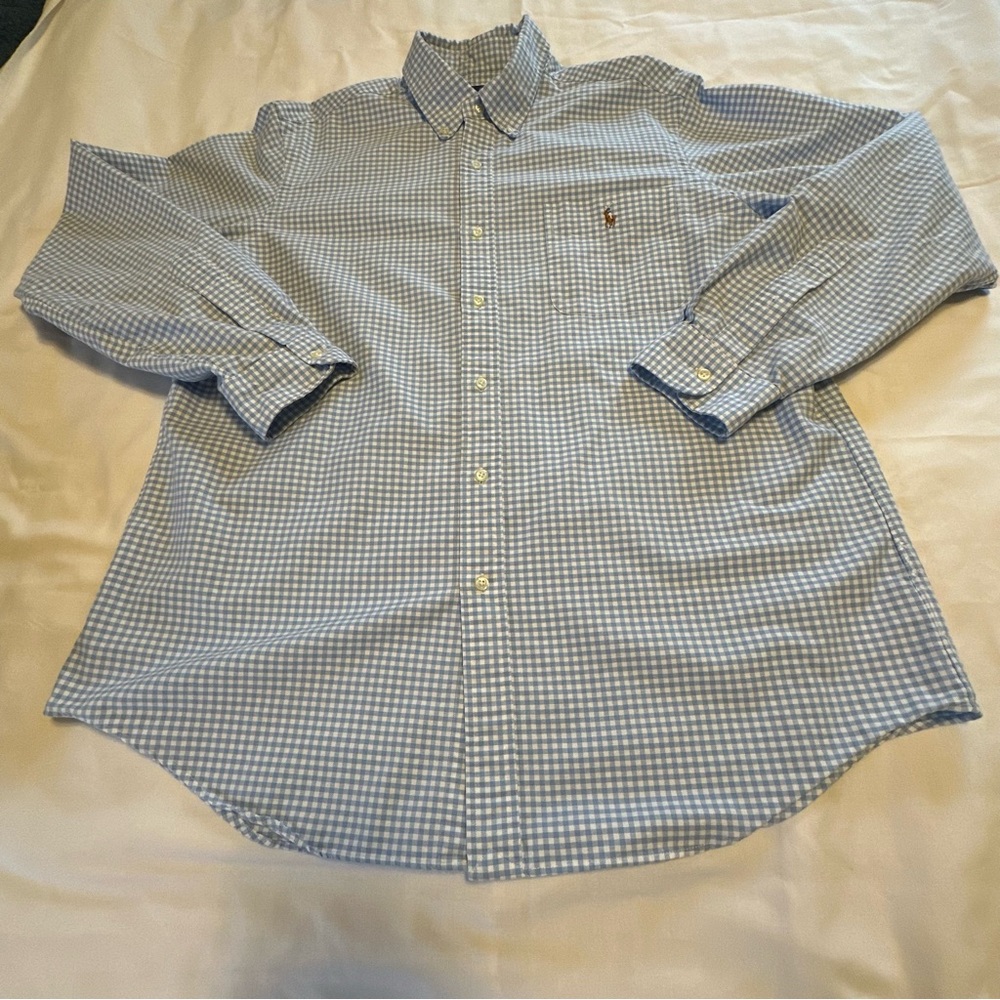 Ralph Lauren Classic Fit Men’s XL LongSleeve Gingham Shirt Blue & White